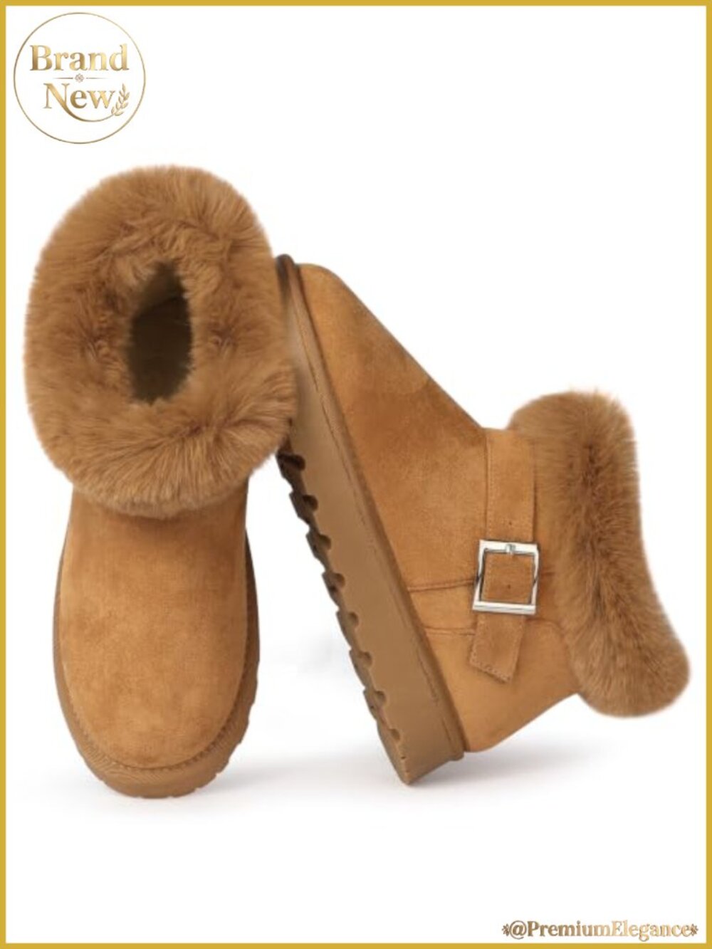 Faux Suede Ankle Mini Boots Women Warm Faux Fur Lined Winter Snow Boots